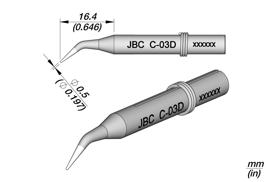 JBC PUNTA SALDANTE C-03D - CONICA CURVA Ø0.5MM -