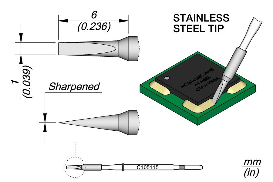 JBC NANOPUNTA SALDANTE C105-115 - LAMA 1MM - 1PZ