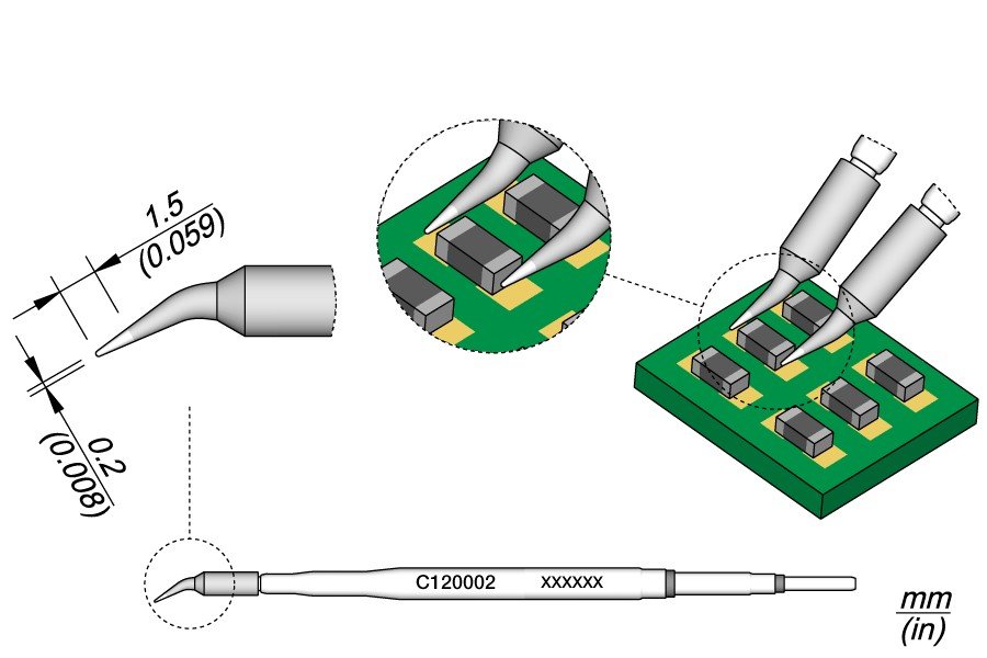 JBC PUNTA PINZA TERMICA C120-002 - PER I CHIP -