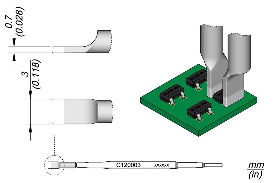 JBC PUNTA PINZA TERMICA C120-003 - LAMA 3.0 MM