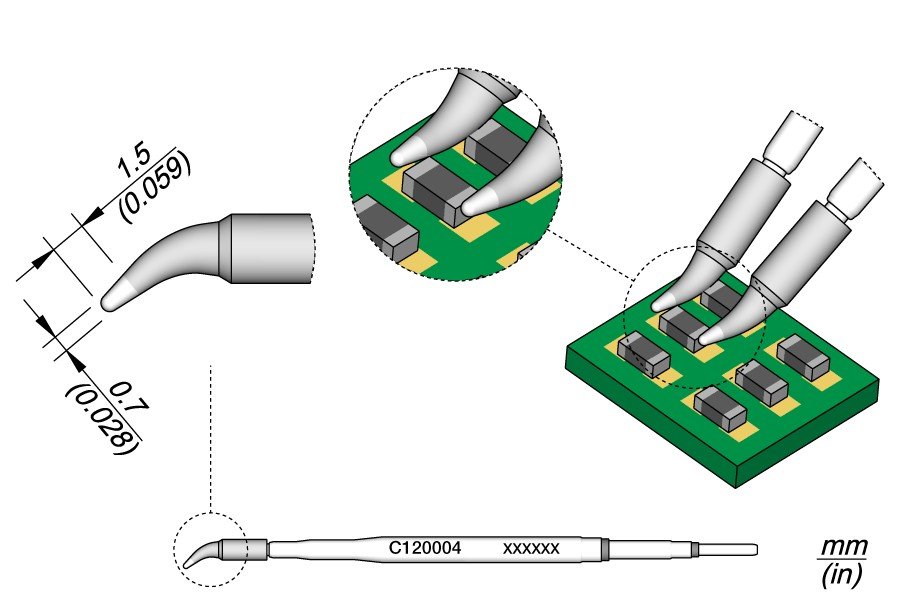 JBC PUNTA PINZA TERMICA C120-004 - PER I CHIP -