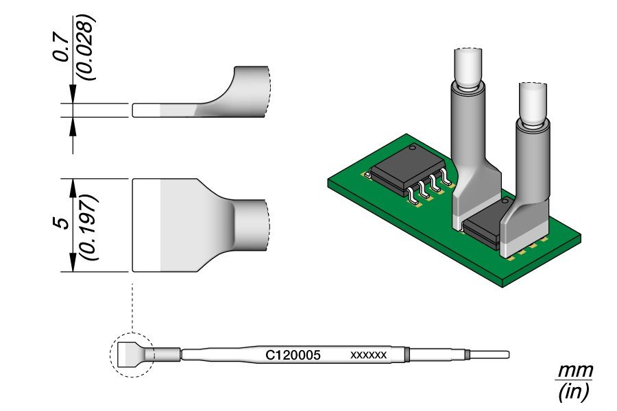 JBC PUNTA PINZA TERMICA C120-005 - LAMA 5.0 MM