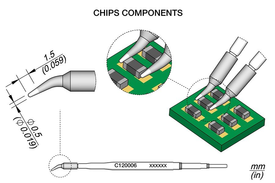 JBC PUNTA PINZA TERMICA C120-006 - PER I CHIP -
