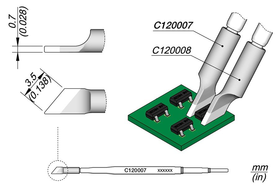 JBC PUNTA PINZA TERMICA C120-007 - DESTRA - SOIC