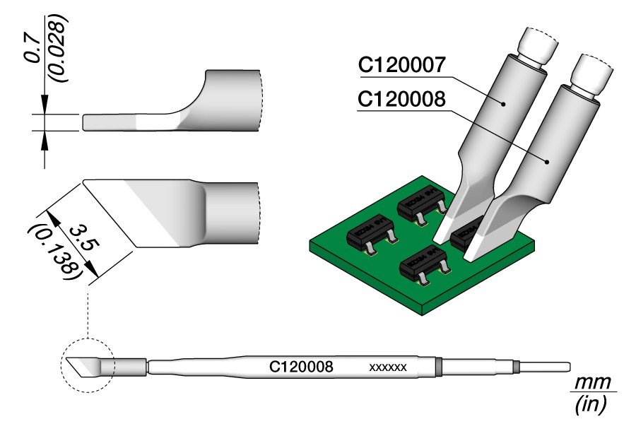 JBC PUNTA PINZA TERMICA C120-008 - SINISTRA -