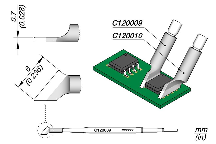 JBC PUNTA PINZA TERMICA C120-009 - DESTRA - SOIC