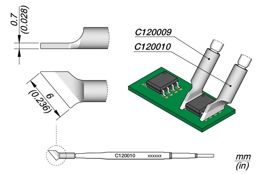 JBC PUNTA PINZA TERMICA C120-010 - SINISTRA -