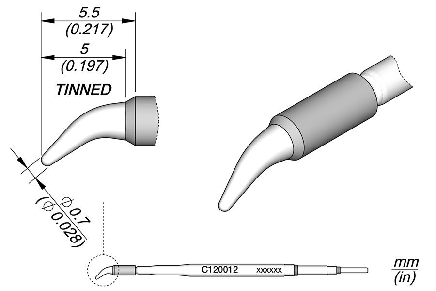 JBC PUNTA PINZA TERMICA C120-012 - CONICA CURVA -