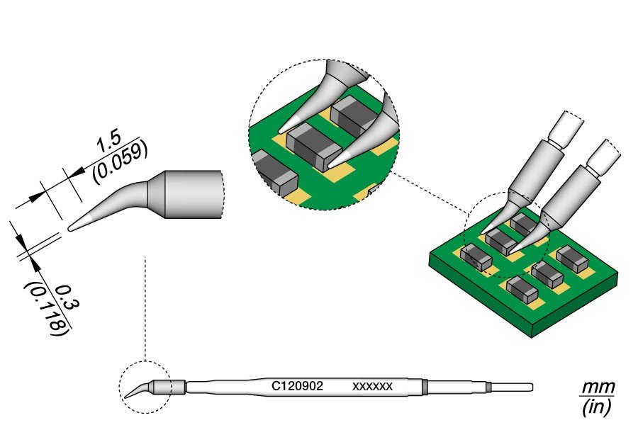 JBC PUNTA PINZA TERMICA C120-902 - PER I CHIP -
