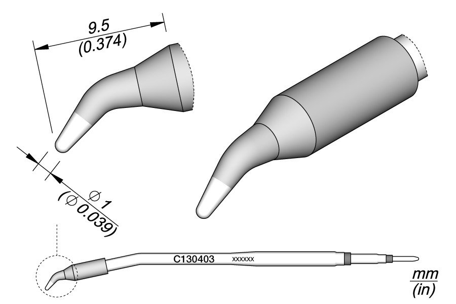 JBC PUNTA SALDANTE C130-403 - CONICA CURVA Ø 1 MM