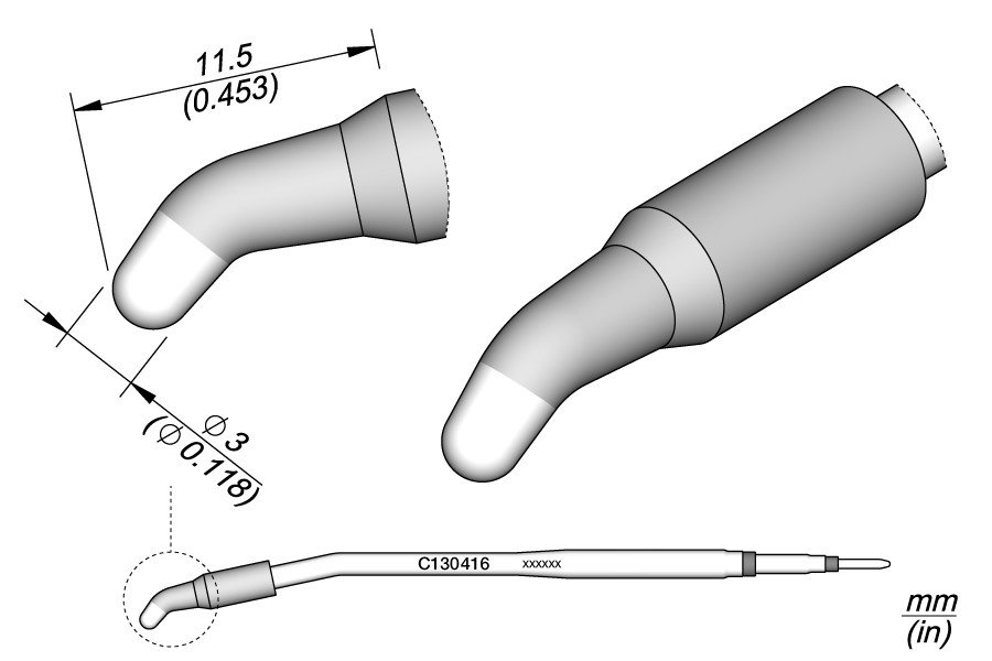 JBC PUNTA SALDANTE C130-416 - CONICA CURVA Ø 3 MM