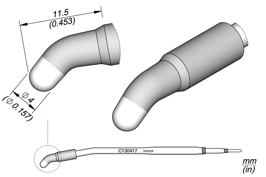 JBC PUNTA SALDANTE C130-417 - CONICA CURVA Ø 4 MM