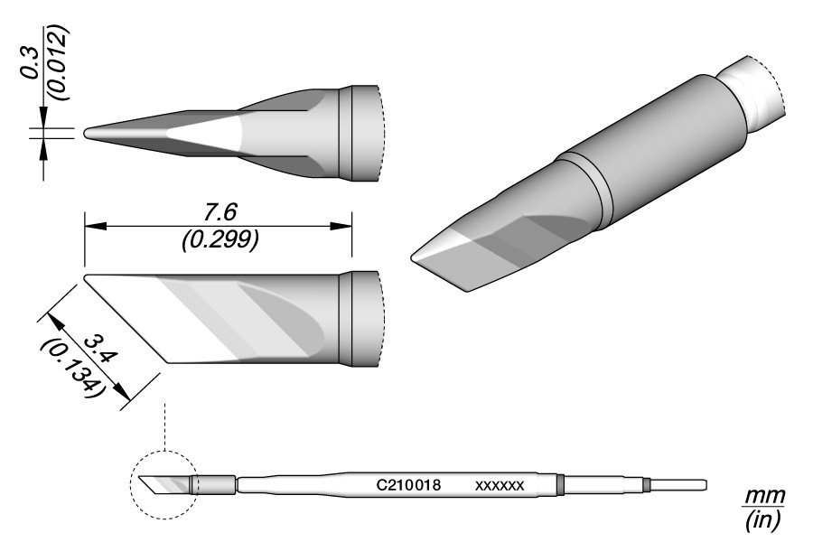 JBC PUNTA SALDANTE C210-018 - LAMA 3.4X0.3 MM