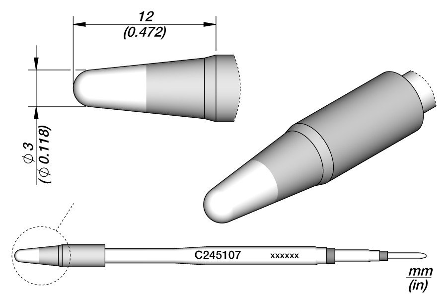 JBC PUNTA SALDANTE C245-107 - CONICA Ø 3.0 MM