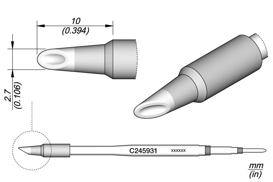 JBC punta saldante C245-931 a cucchiaino ø 2.7 mm