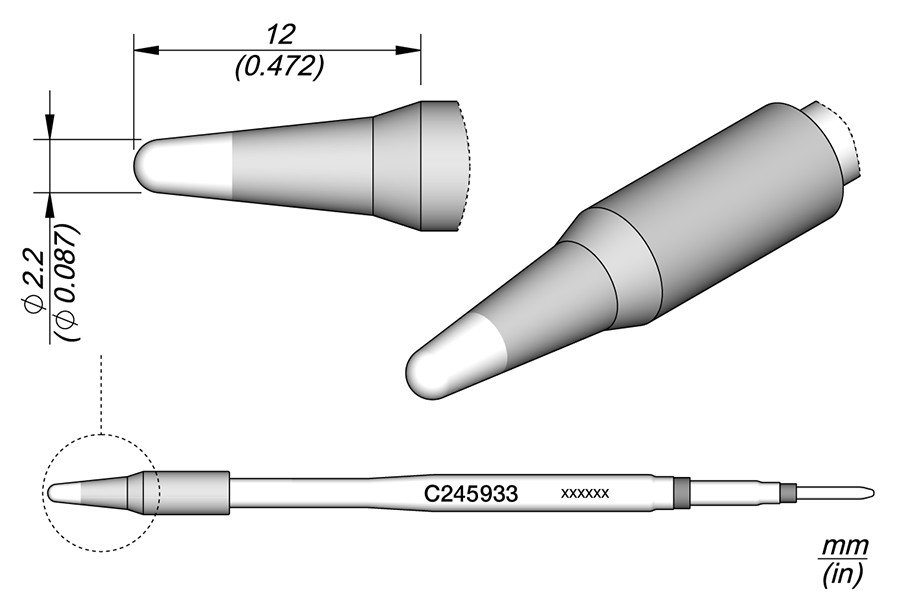 JBC PUNTA SALDANTE C245-933 - CONICA Ø 2.2 MM