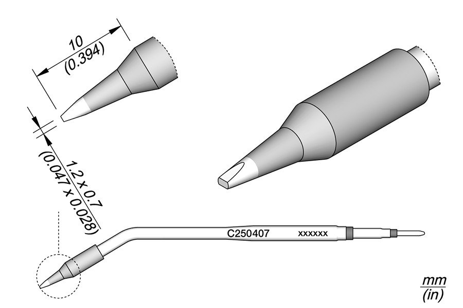 JBC C250-407 PUNTA SALDANTE CACCIAVITE 1.2X0.7 MM