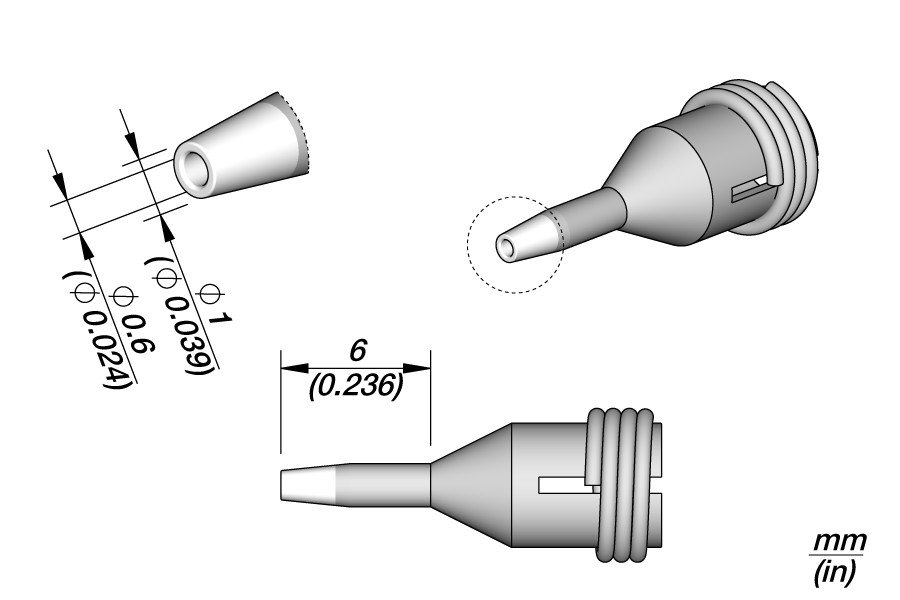 JBC C360-001 PUNTA DISSALDANTE D.I. Ø 0.6 MM
