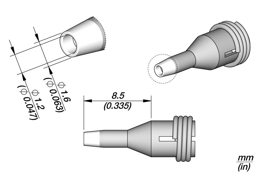 JBC PUNTA DISSALDANTE C360-004 D.I. Ø 1.2 MM