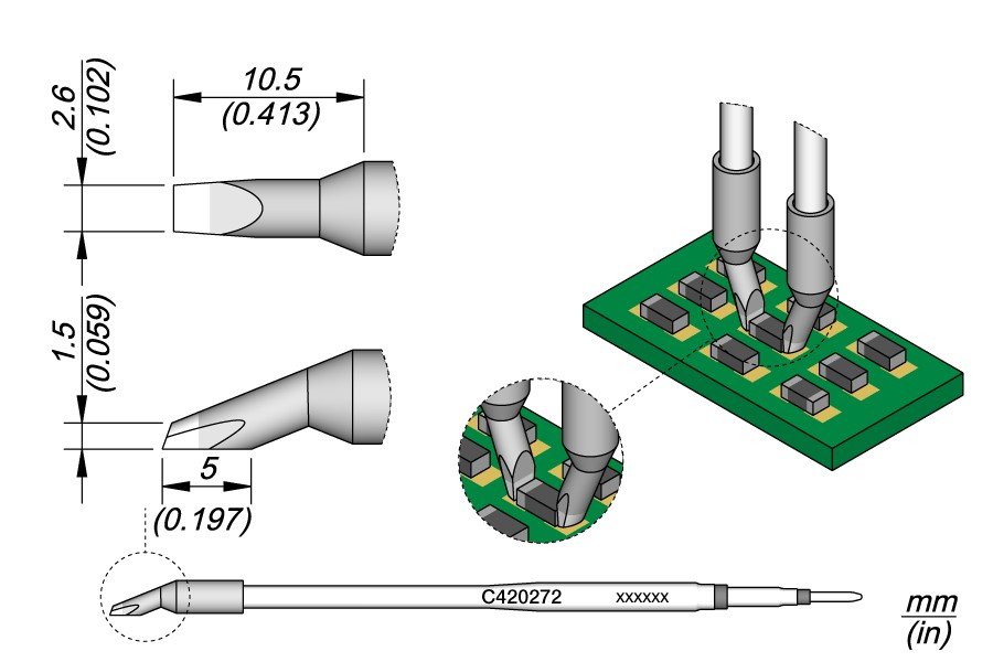 JBC C420-272 PUNTA PER PINZA TERMICA LAMA 2.6 MM