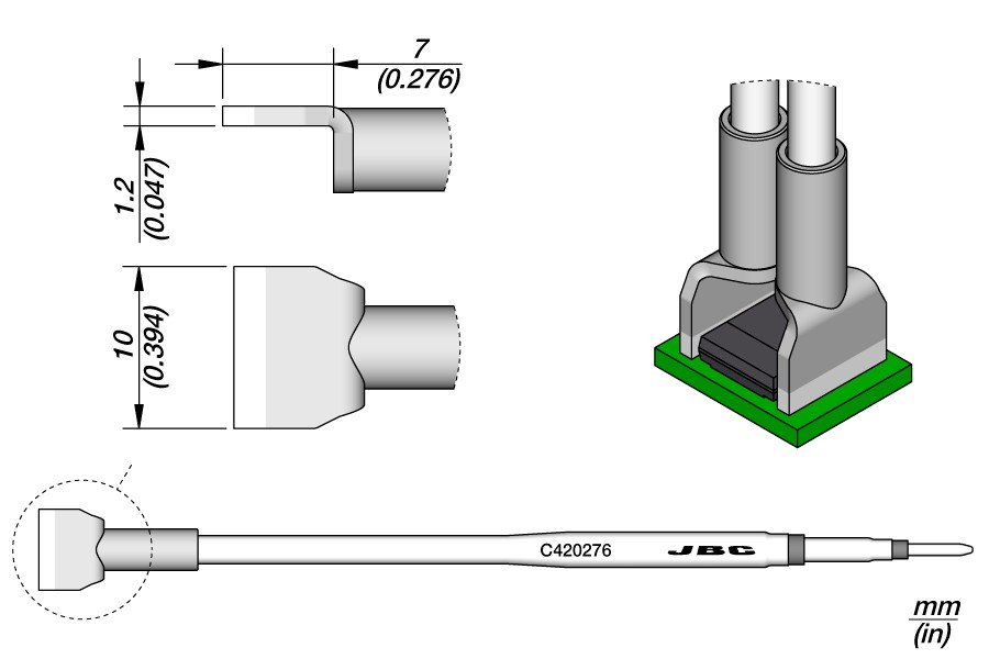 JBC C420-276 PUNTA PER PINZA TERMICA LAMA 10.0MM