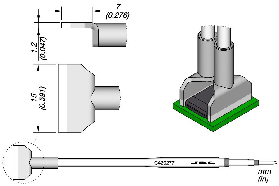 JBC C420-277 PUNTA PER PINZA TERMICA LAMA 15.0MM