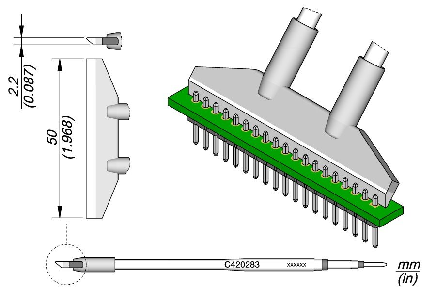 JBC C420-283 PUNTA PER PINZA TERMICA LAMA 50.0MM