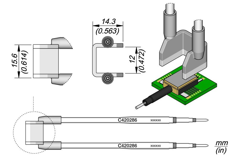 JBC C420-286 PUNTA PER PINZA TERMICA U 15.6 X