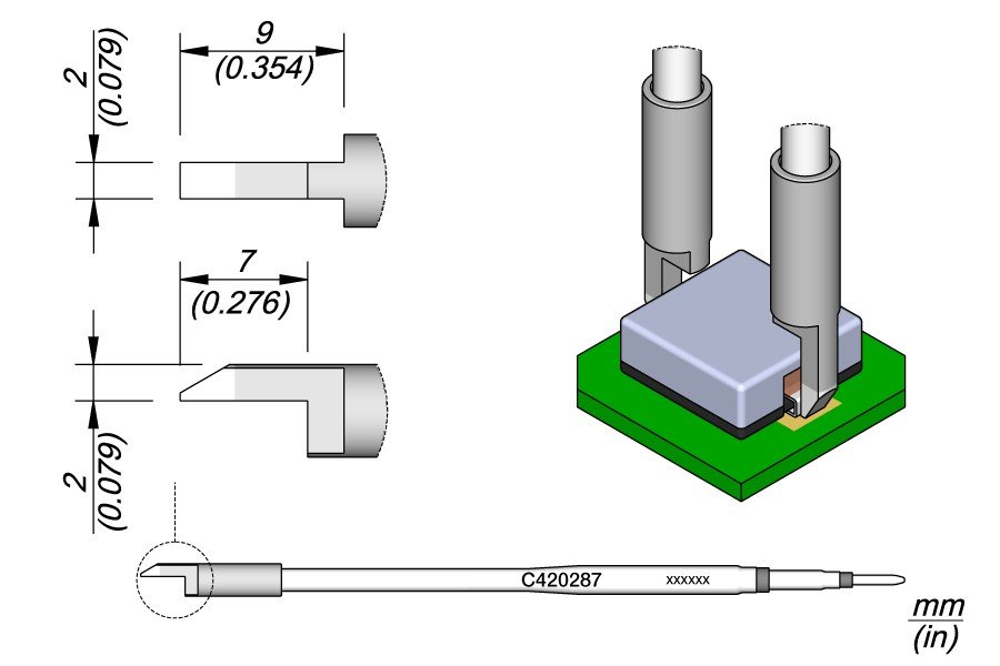 JBC C420-287 PUNTA PER PINZA TERMICA CHIP 2.0MM