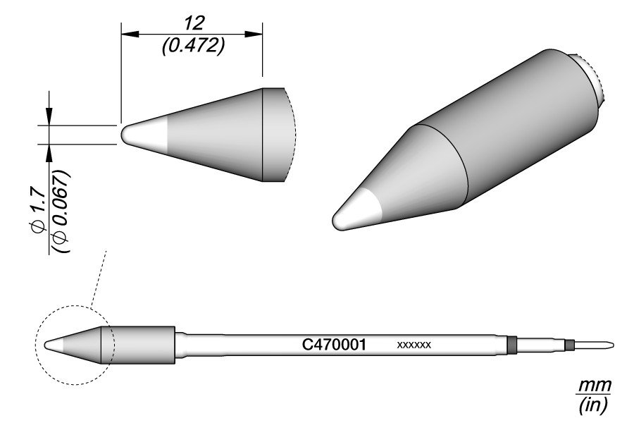 JBC C470-001 punta saldante di potenza conica