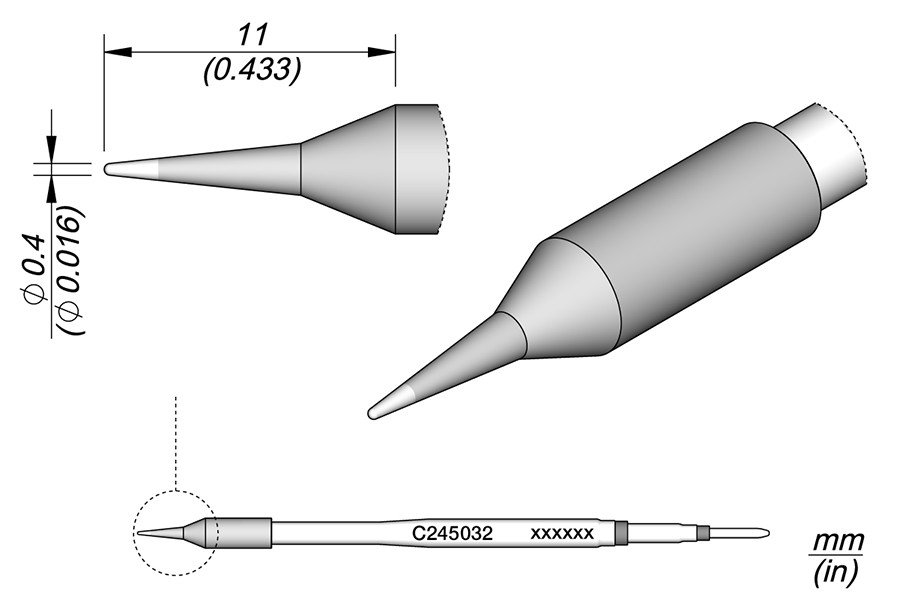 JBC PUNTA SALDANTE C245-032 - CONICA Ø 0.4 MM