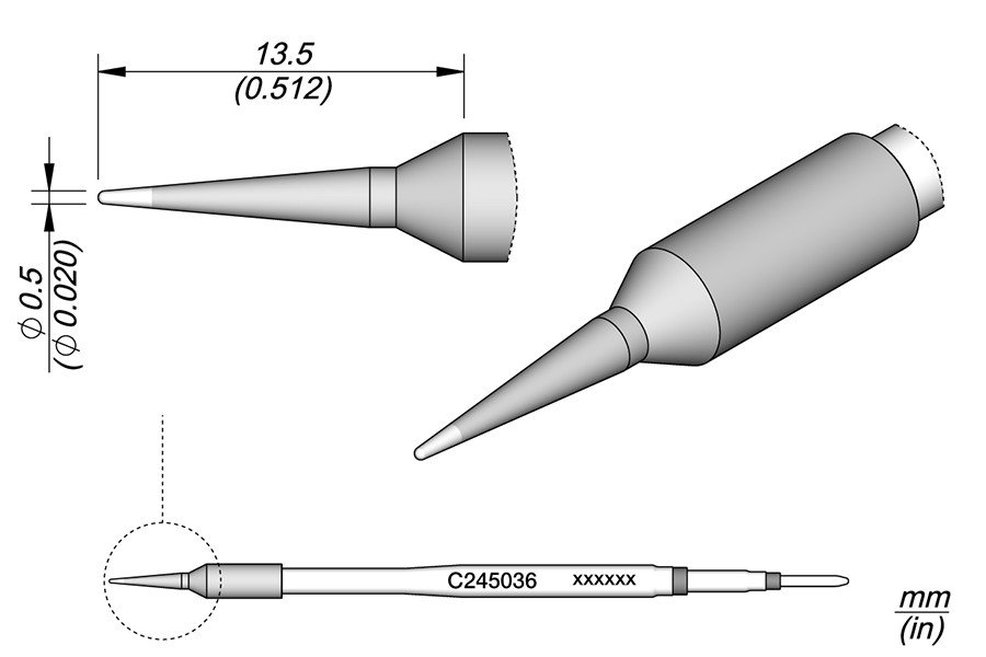 JBC PUNTA SALDANTE C245-036 - CONICA Ø 0.5 MM