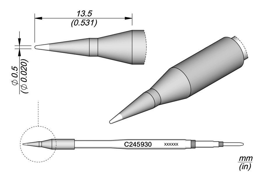 JBC PUNTA SALDANTE C245-930 - CONICA Ø 0.5 MM