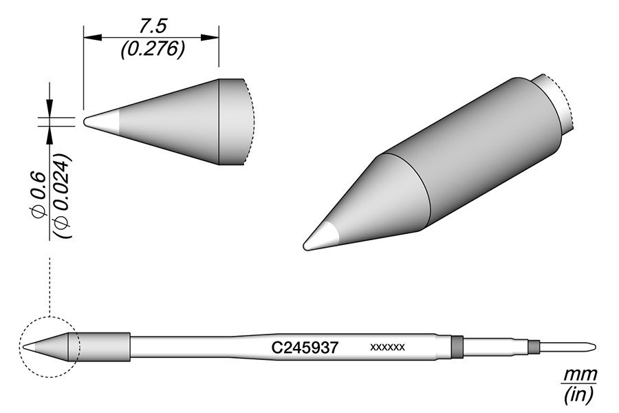JBC PUNTA SALDANTE C245-937 - CONICA HT Ø 0.6 MM