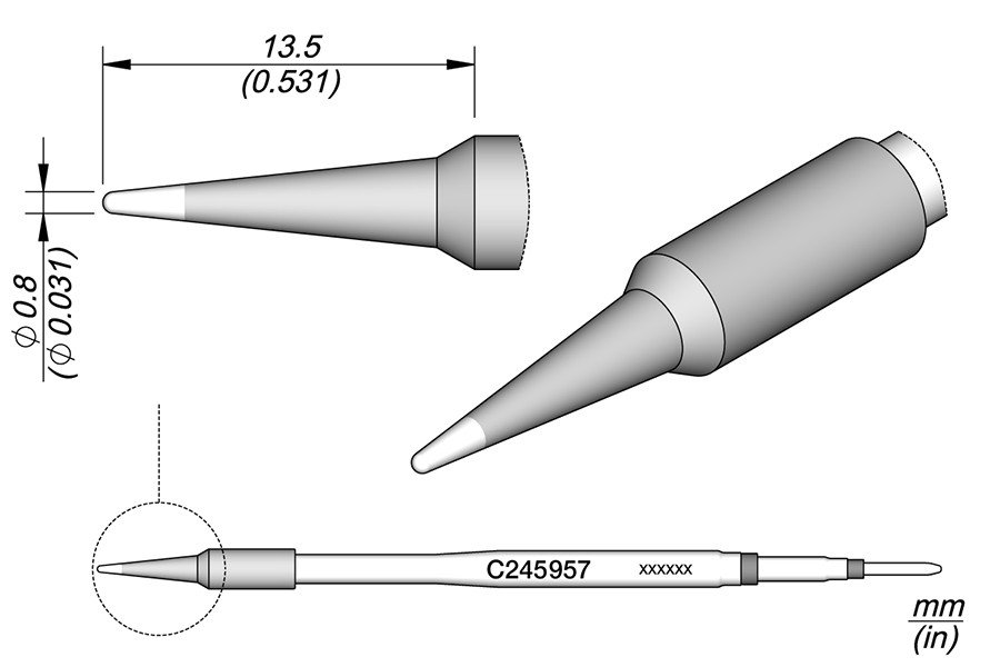JBC PUNTA SALDANTE C245-957 - CONICA Ø 0.8 MM