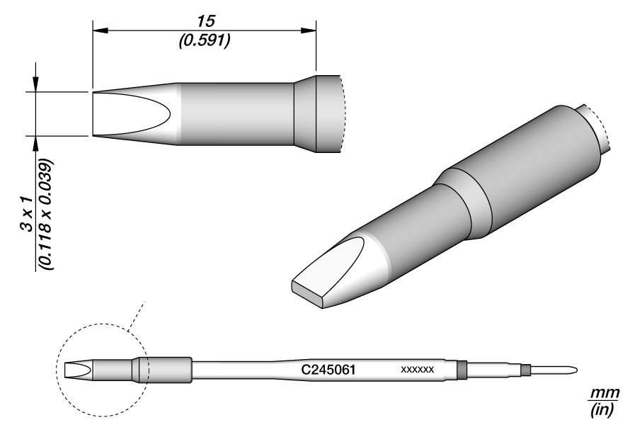 JBC punta saldante C245-061 -cacciavite 3.0x1.0mm