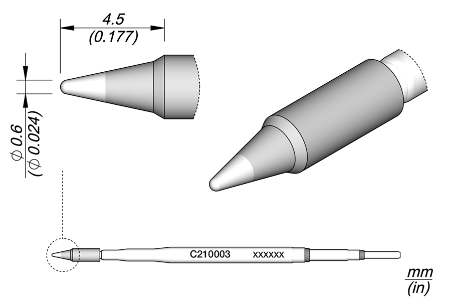 JBC PUNTA SALDANTE C210-003 - CONICA Ø 0.6 MM