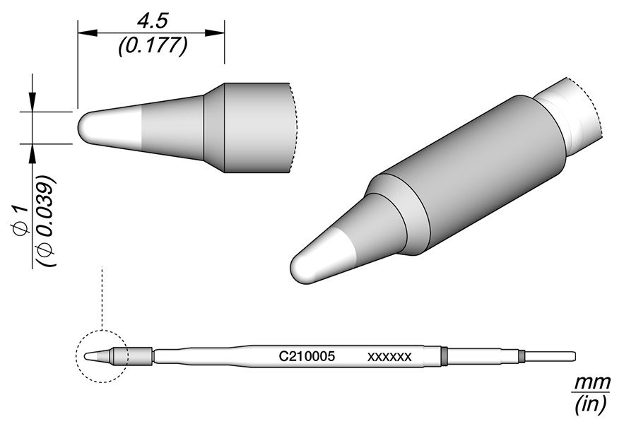JBC PUNTA SALDANTE C210-005 - CONICA Ø 1.0 MM