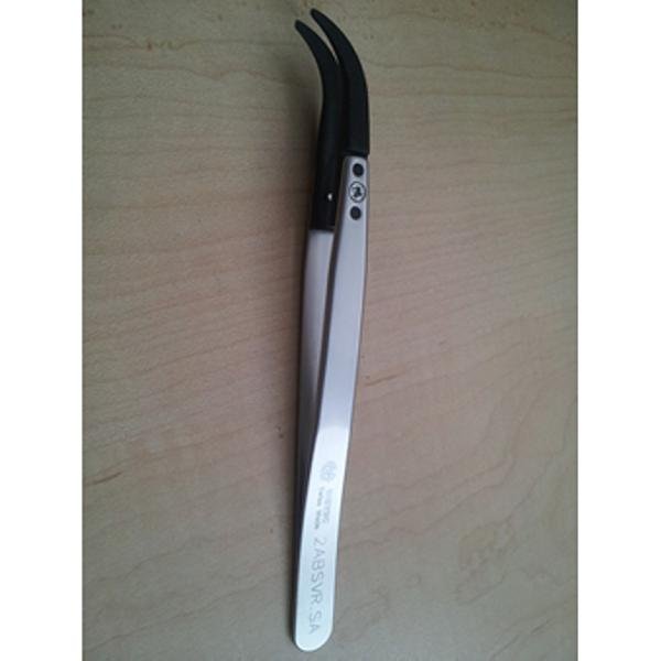PINZETTA ESD CON PUNTE CURVE IN FIBRA DI CARBONIO