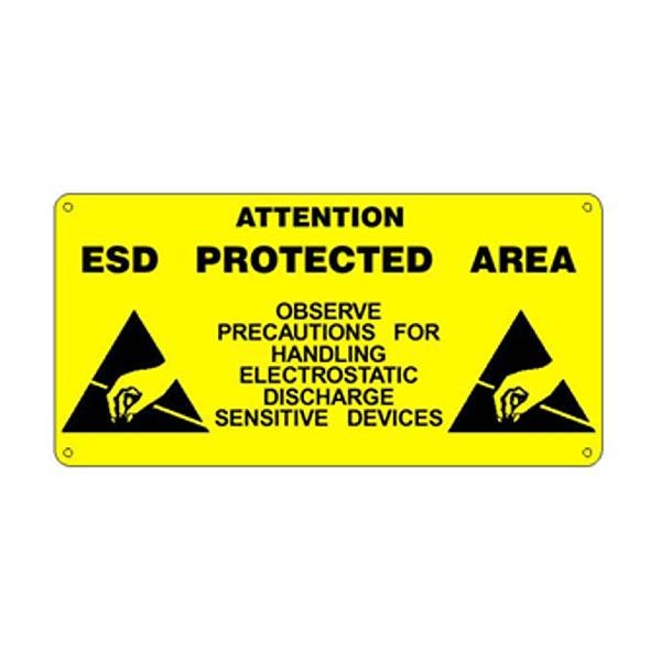 TARGA PVC adesivo  "AREA PROTETTA ESD" 300 x 150mm