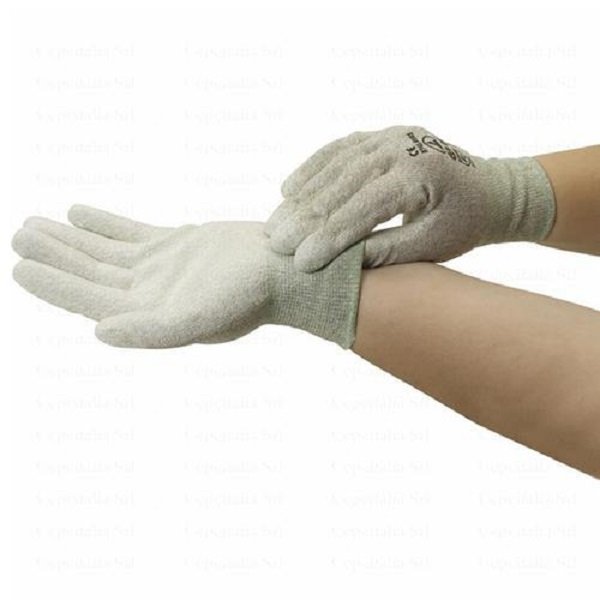 GUANTI ESD TAGLIA S ANTISCIVOLO DITA PALMO FIBRA