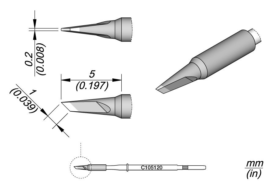 JBC NANOPUNTA SALDANTE C105-120 - LAMA 1.0X0.2MM