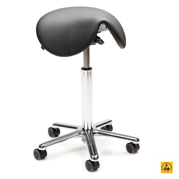 TRESTON - SEDIA ESD A FORMA DI SELLA CON PELLE