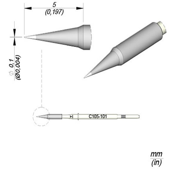 JBC NANOPUNTA SALDANTE C105-101 - CONICA Ø 0.1 MM