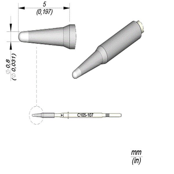 JBC NANOPUNTA SALDANTE C105-107 - CONICA Ø 0.8MM