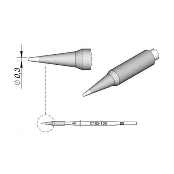 JBC NANOPUNTA SALDANTE C105-103 - CONICA Ø 0.3 MM