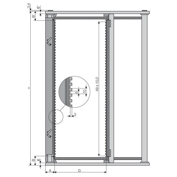 RACK CAB METALLO 601.3 CONDUTTIVO 355X320X563MM