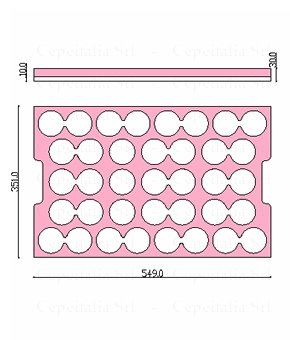 VASSOIO IN FOAM ESD ROSA 549X351X10+20MM - 37 POSE