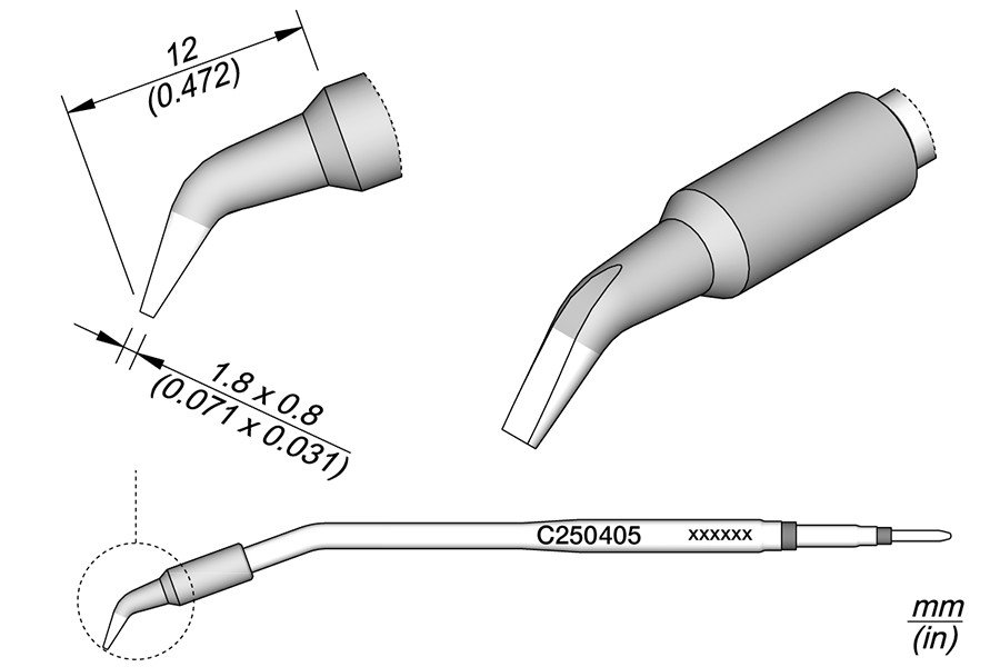 JBC C250-405 PUNTA SALDANTE PIEGATA 1,8 X 0,8 AL25