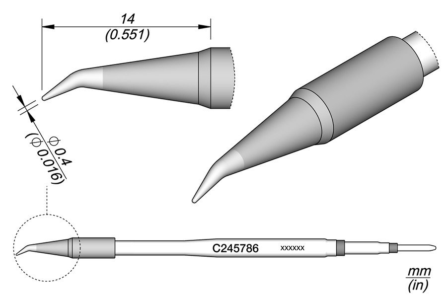 JBC PUNTA SALDANTE C245-786 - CURVA Ø 0.4 MM